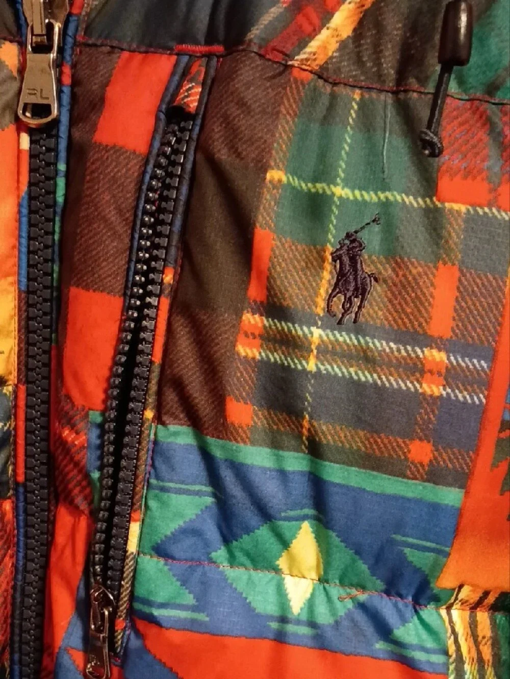 Polo by Ralph Lauren Red, Blue & Green Plaid Geo Puffer Jacket